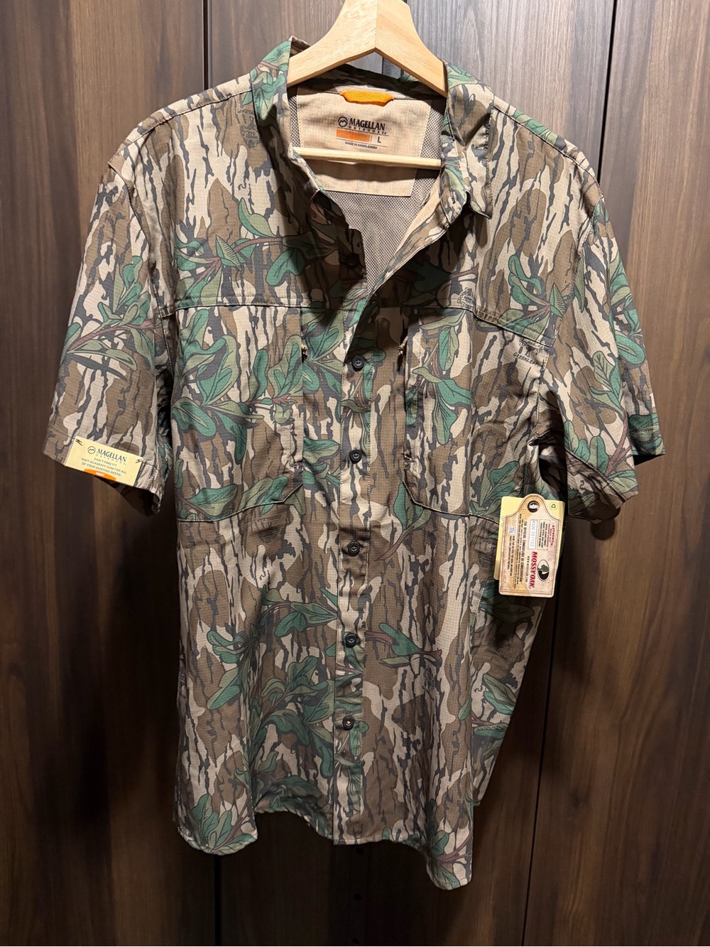 Magellan Hunt Gear Lightweight Ripstop Short Sleeve Shirt Mossy Oak Camo Large